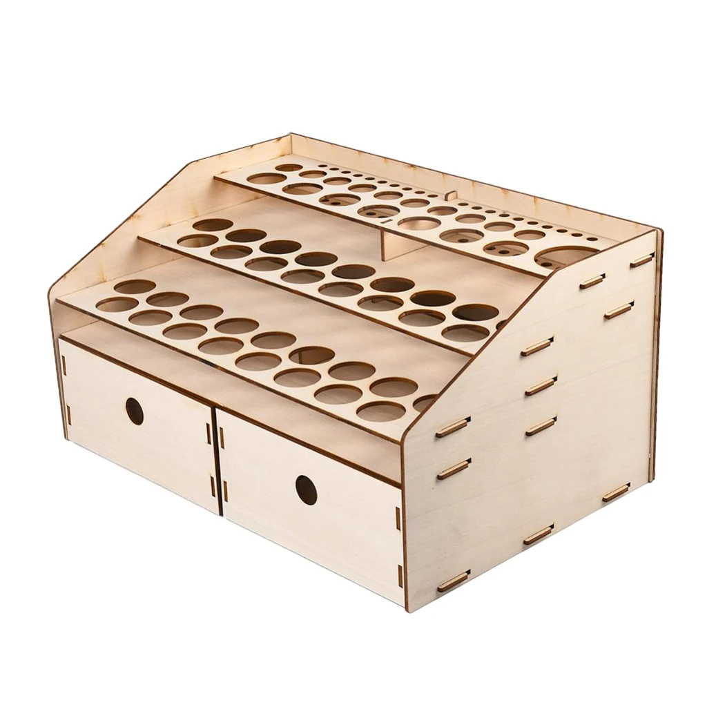 Natural Wooden Paint Rack Stand Pigment Ink Bottle Paints Tool Storage Cabinet Holder Organizer for Multi Bottles of Paints 3