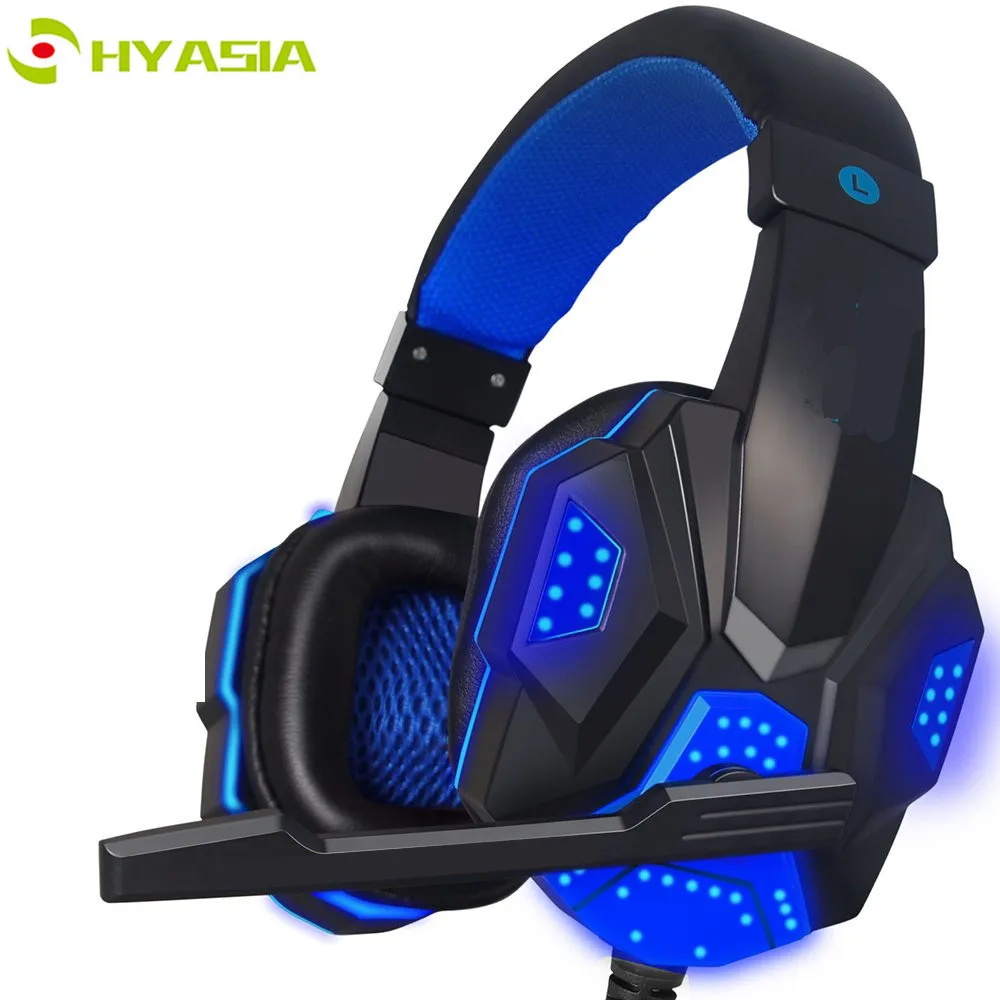 

HYASIA LED Light Headset Bass Gaming Headphones Wire Game USB 3.5mm Suitable for PS4 Computer Game With Mic Gaming Earphone PC