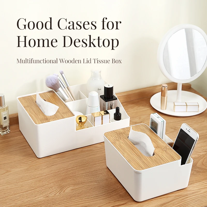 Wooden Storage Boxes Lids Wooden Tissue Box Organizer Organizer