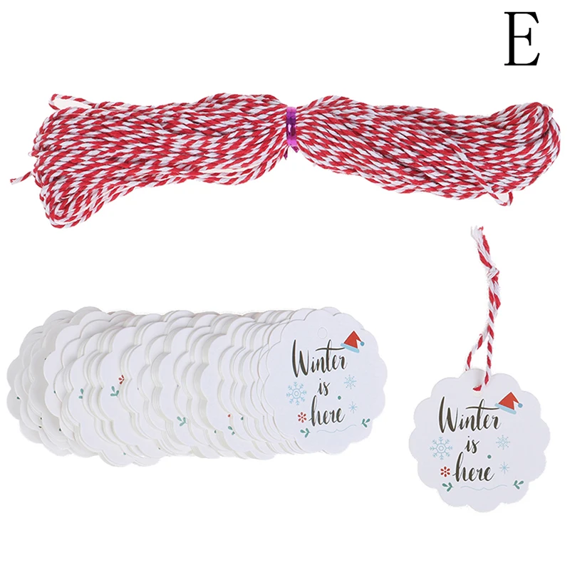 100PCS Multi Style Merry Christmas Paper Tags DIY Craft Label For Christmas Party Note Hang Tag Handmand Gift Wrapping Supplies - Цвет: E