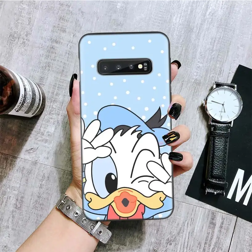 Черный чехол с Минни Маус для телефона samsung Galaxy S10+ Plus Lite Note 10 9 8 S9 S8 J4 J6+ Plus S7 S6 Edge Capa