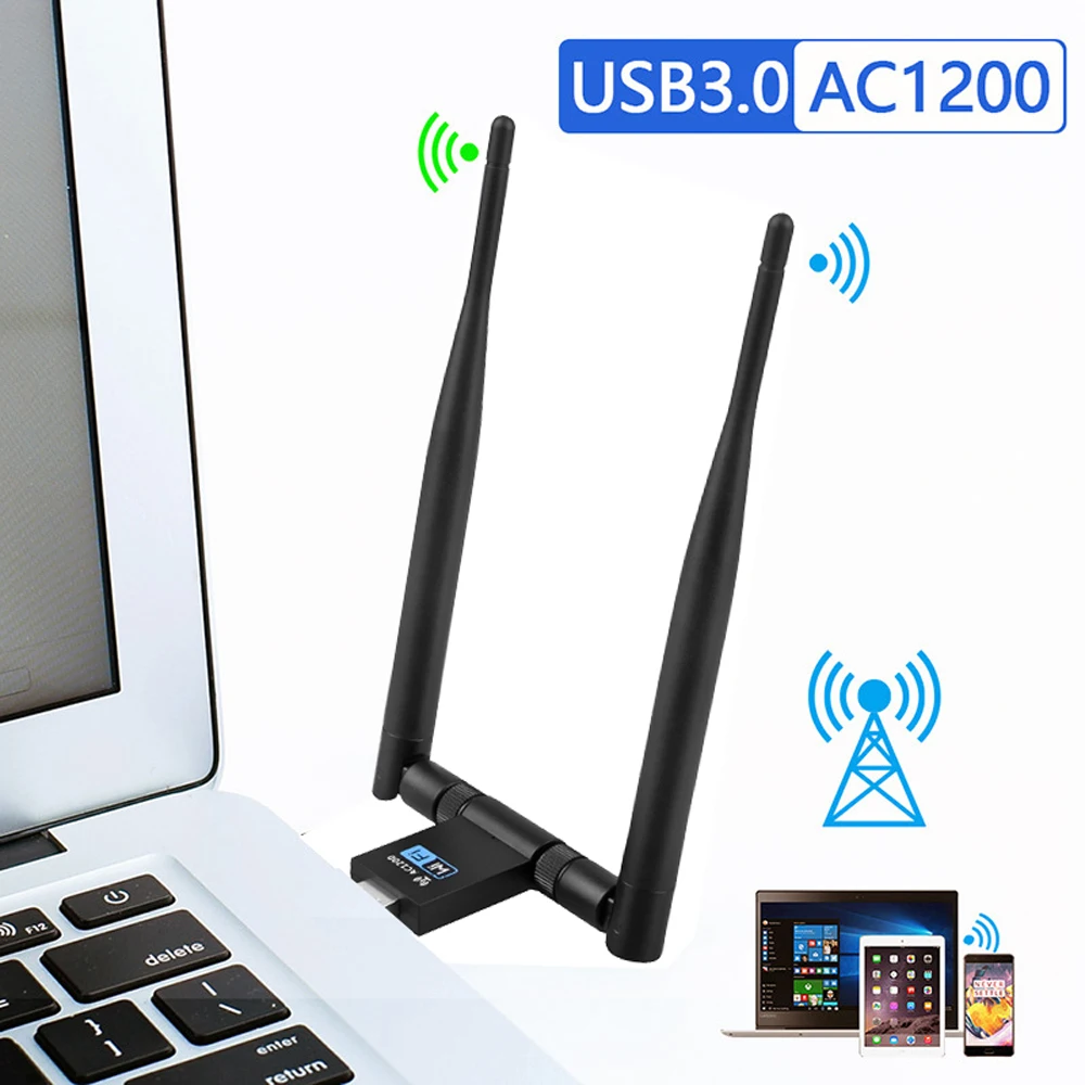 Беспроводной USB 3 0 Wi Fi адаптер AC1200M сетевая карта для ПК Windows/MAC OS/Linux 2 4G 5 ГГц