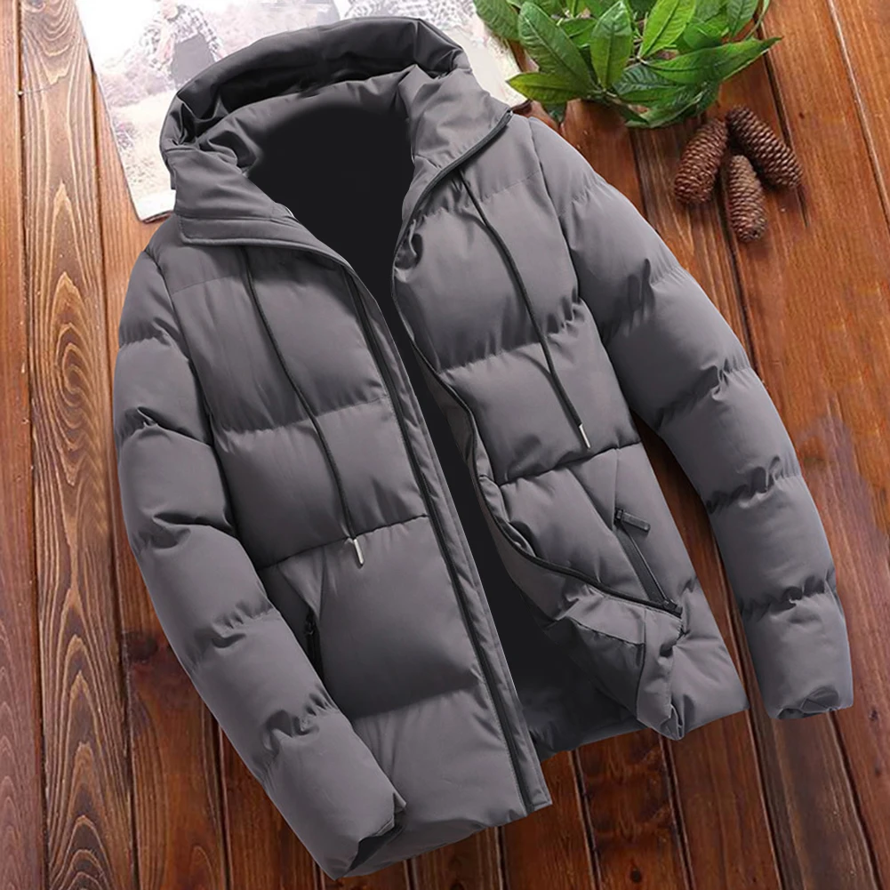 Chaqueta con capucha de color sólido para hombre de invierno de gran tamateno chaqueta gruesa de manga larga