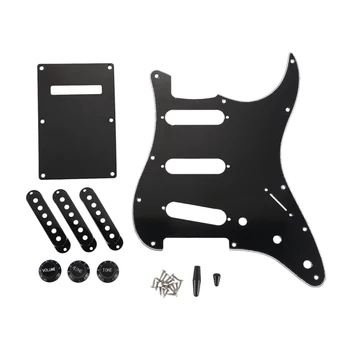 

Set Of 3 Ply Black 11 Hole Sss Guitar Pickguard Strat Back Plate Pickup Covers Knobs Guitarra Tips Guitar Parts & Accessories-50
