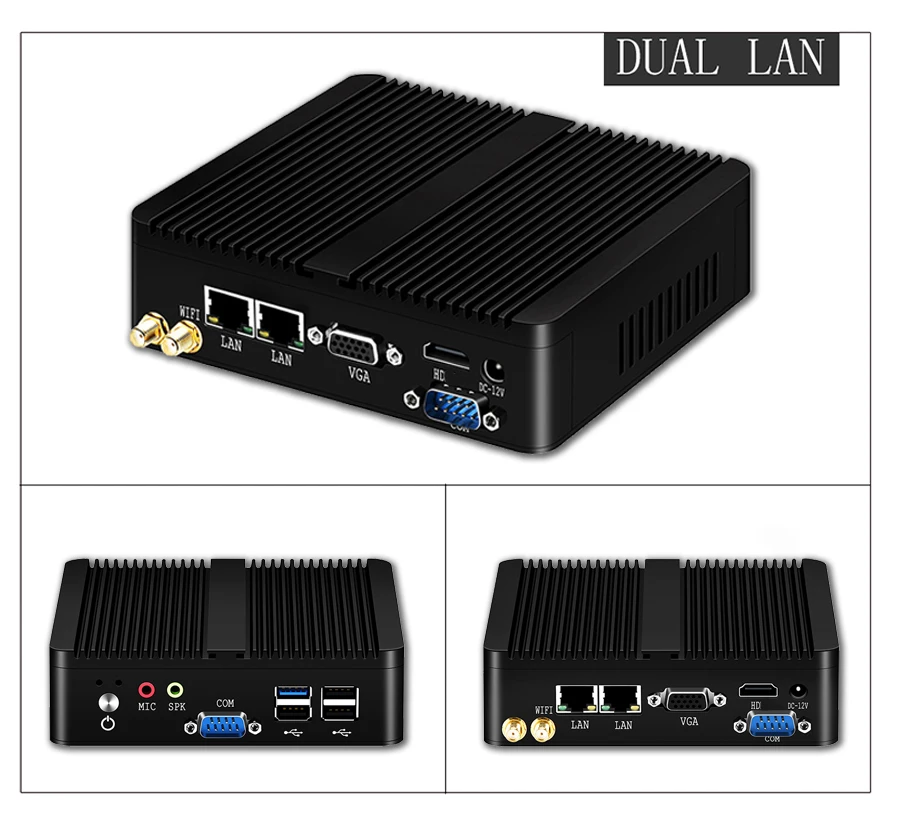 & com Gigabit Bebepc Industrial Fanless Mini Celeron N2830 J1900 N2815 Duplo Lan Windows 10 Linux Computador hd Wi-fi Htpc pc - Imagem 5