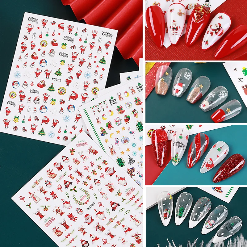 Рождественские наклейки для дизайна ногтей Декоративные самоклеящиеся