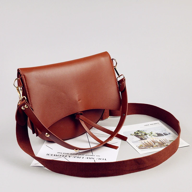 Новые винтажные седельные женские сумки с широким ремешком большие