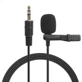 

1.5M Collar Clip Microphone Condenser Recording Microphone with 3.5mm Headphone Plug Output for PC Notebook Computer Amplifie
