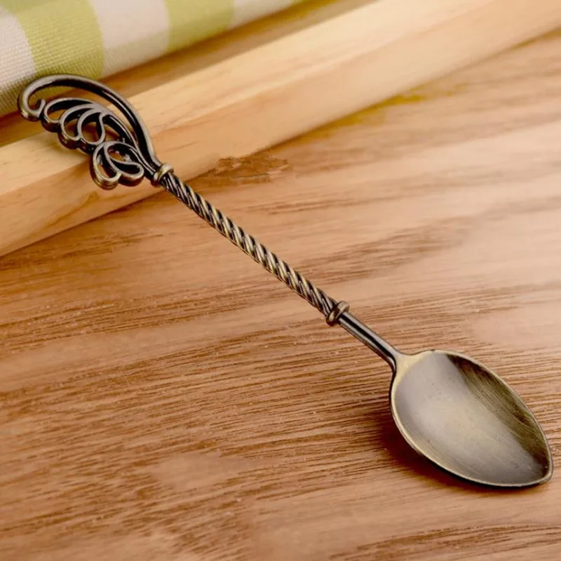 Бесплатная доставка Золотая перьевая ложка крылья винтажная кофейная для