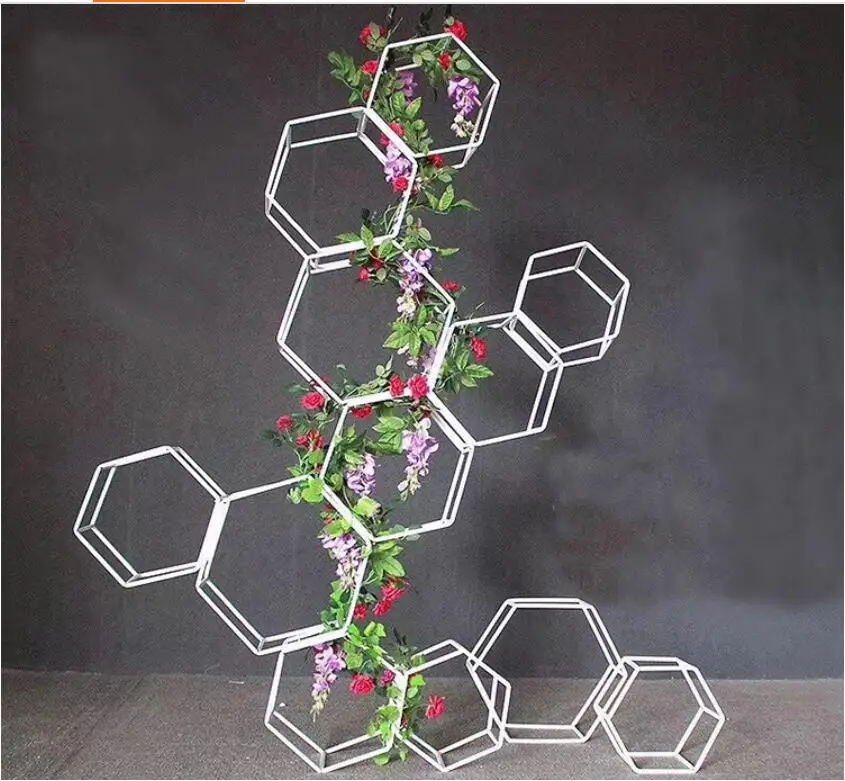 4pcs Wedding props stage guide center creative flower frame stand wedding metal geometric road lead/ background decoration