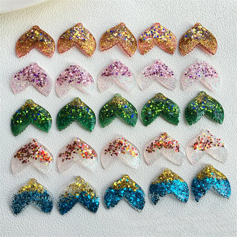 2 шт. милые Блестящие Блестки хвост русалки полимерная серьга Подвески сделай сам