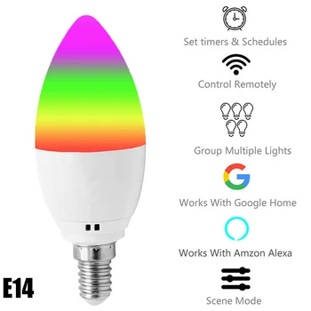 

Hot WiFi Smart Light Bulbs RGB LED Lamp Compatible with Alexa Google Amazon Alexa PLD