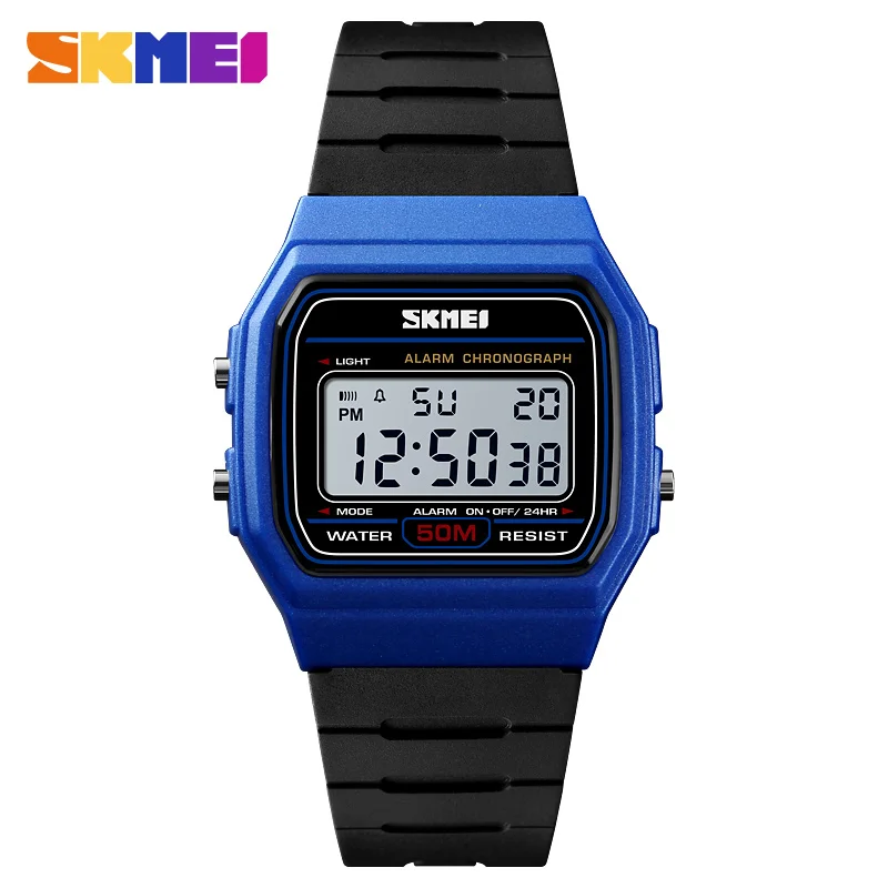 SKMEI Брендовые мужские цифровые часы хронограф спортивный электронный браслет 50 м водонепроницаемые мужские наручные часы будильник мужские часы, наручные часы - Цвет: Blue
