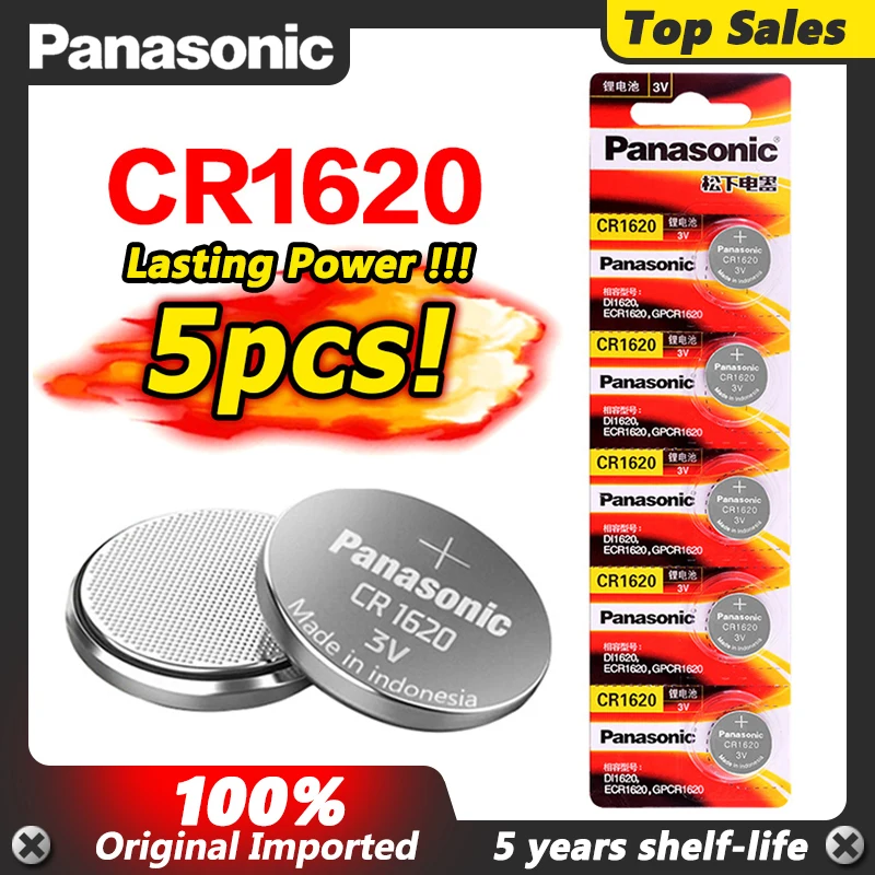 Оригинальный продукт Panasonic 5 шт./лот cr1620 кнопочные Аккумуляторы для часов 3 В