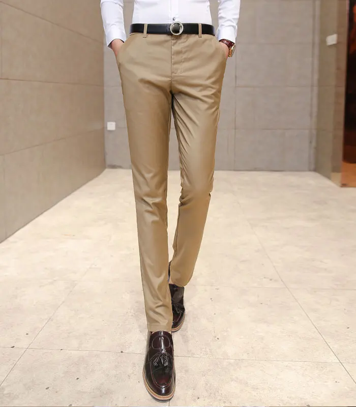 Новые мужские Модные Качественные удобные однотонный цветной Бизнес повседневные брюки/мужские узкие брюки мужские брюки для отдыха