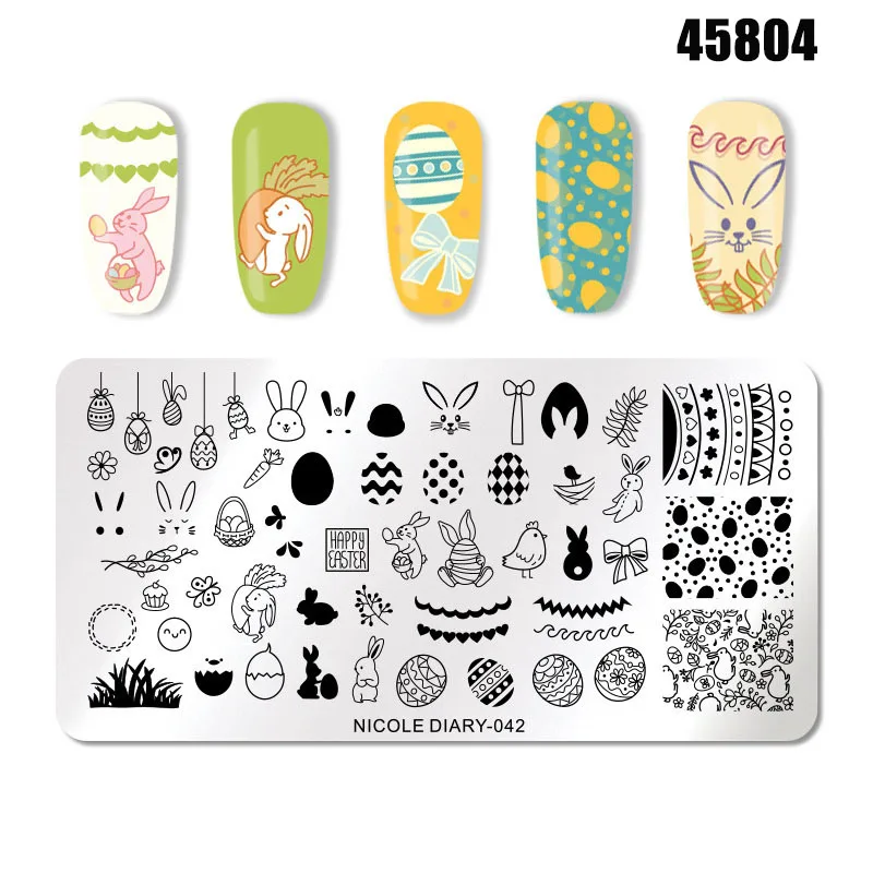 Гвоздь штамповки маникюрный шаблон Изображение Шаблон пластины дизайн ногтей шаблон для печати Прямая поставка SMJ - Цвет: 45804