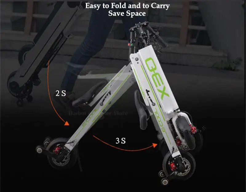 Foldable Electric Skateboard Two Wheels Electric Scooters 10 Inch 300W 36V Off Road Adult Lightweight Electric Scooter Bike (32)