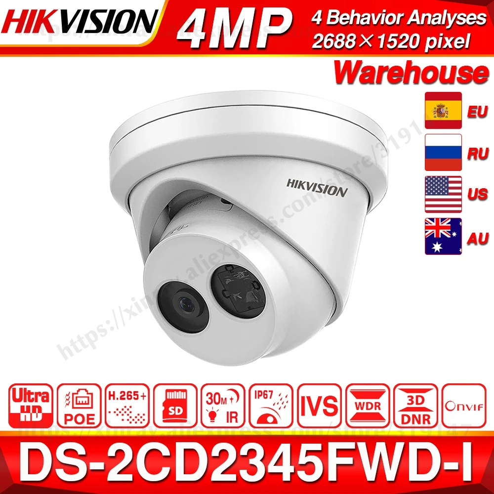 HIKVISION H.265 камера DS-2CD2345FWD-I 4MP ИК фиксированная револьверная сетевая камера мини купольная ip-камера слот для sd-карты распознавание лица