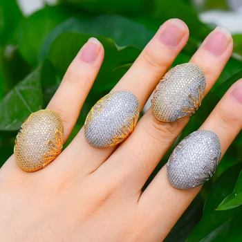

missvikki New Luxury Crown Oval Geometry Chic Rings For Women Wedding Cubic Zircon Engagement Dubai Naija Bridal Party Finger
