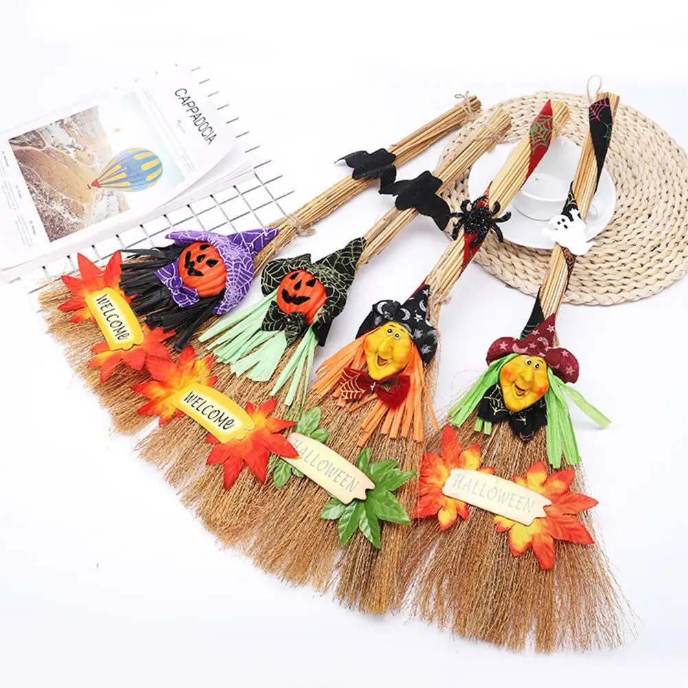 

Halloween Decoration Hanging Pendant Witch Broom Scarecrow Scene DIY Halloween Party Decor Props Brooms