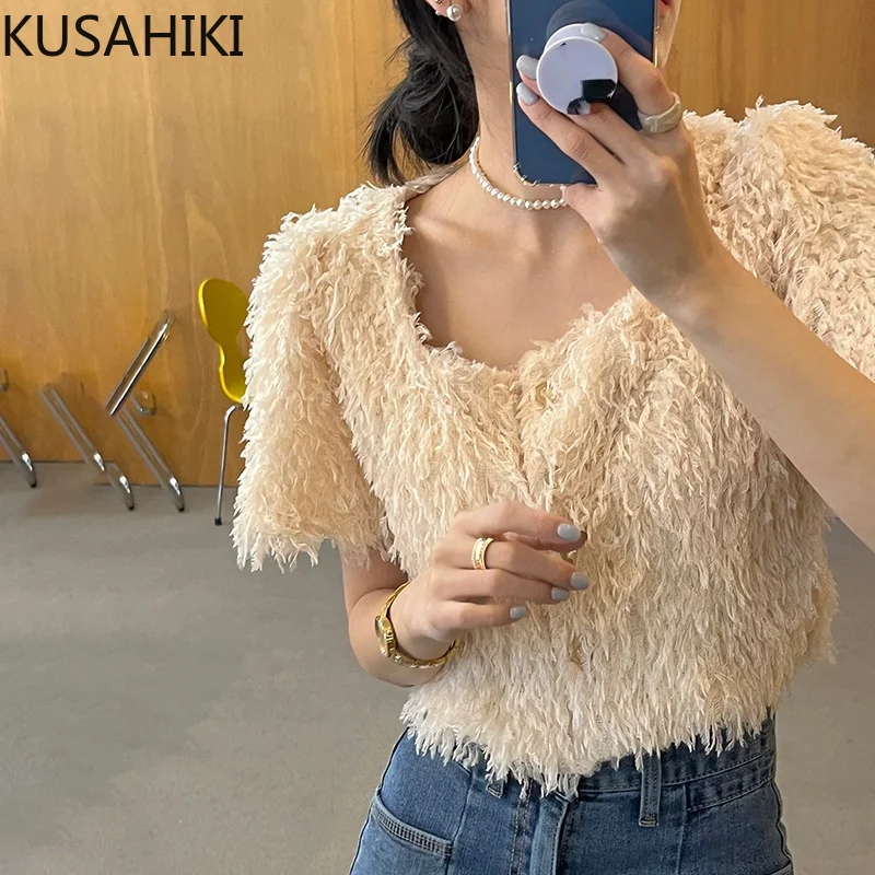Женское короткое пальто с бахромой коротким рукавом | Женская одежда