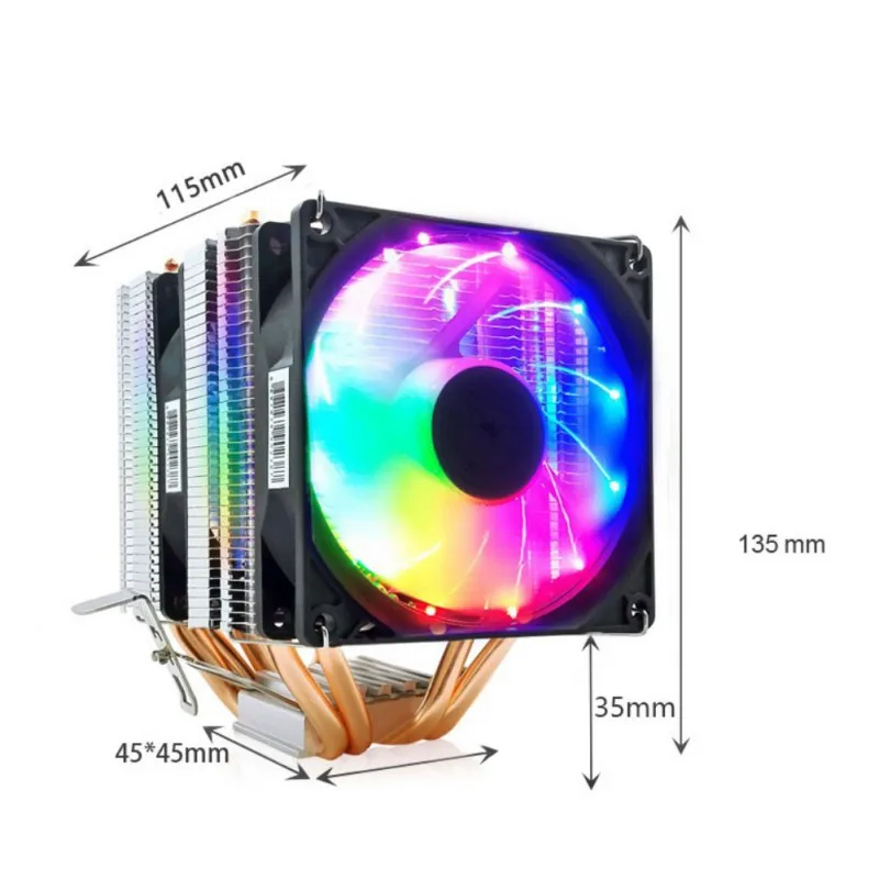 6 тепловых трубок двухбашенного охлаждения 9 см RGB вентилятор Поддержка 3 вентилятора 3PIN cpu вентилятор для Intel и для AMD cpu кулер