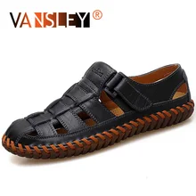 Для мужчин из натуральной коровьей кожаные сандалии на открытом воздухе летние женские туфли-лодочки; сделанные вручную мужские шлепанцы, обувь Для мужчин пляжная дышащая Спортивная повседневная обувь