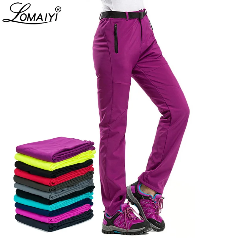 LOMAIYI Warm Winter Pants For Women Thick Fleece Lining Red/Black Pants Thermal Women's Trousers Waterproof Woman Pants AW195 LOMAIYI Warm Winter Pants For Women Thick Fleece Lining Red/Black Pants Thermal Women's Trousers Waterproof Woman Pants AW195