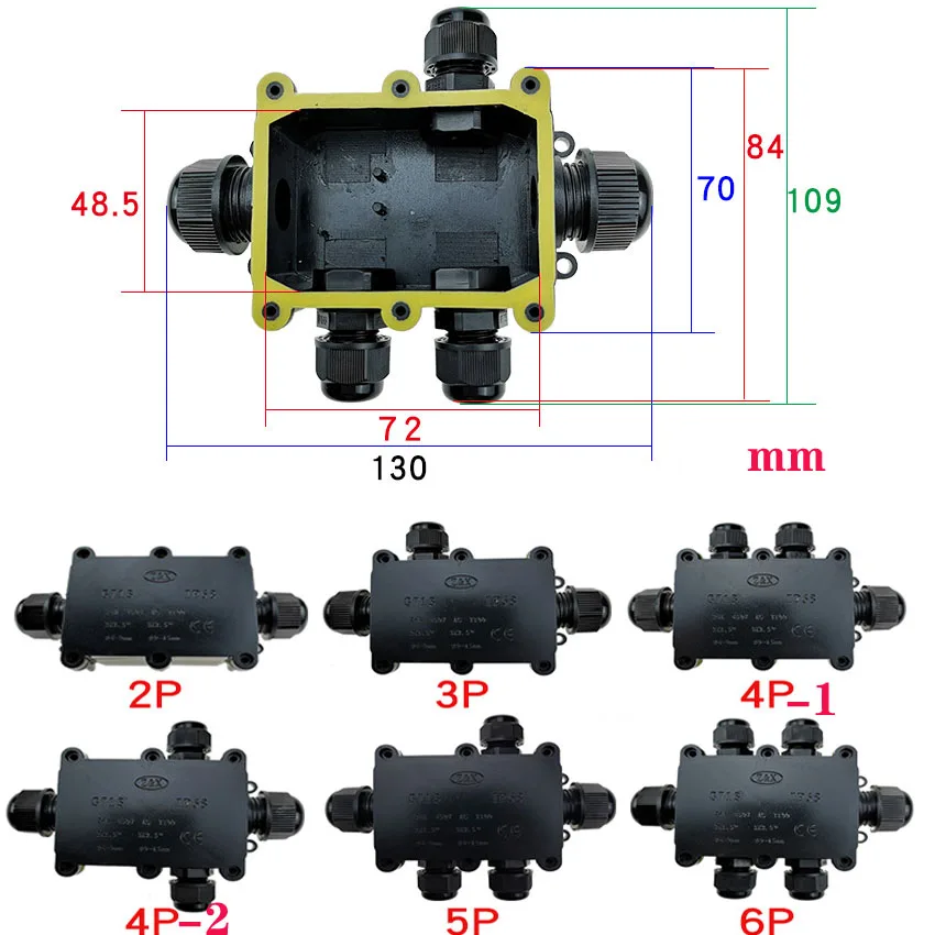 

2/3/4/5/6 Way Outdoor Waterproof IP68 Electrical Cable Wire Connector Junction Box With Terminal for Electrical Wiring Accessori