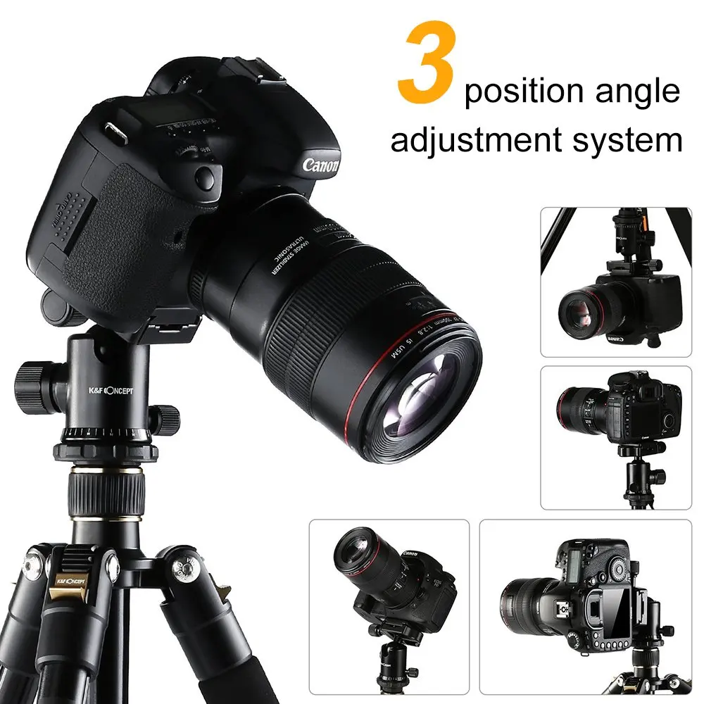 K&F Concept Camera Tripod Lightweight Compact Aluminum Tripod 62'' with Bluetooth Remote Ball Head Quick Release Plate For DSLR