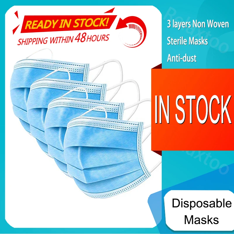 200-10 Uds uno uso máscara a prueba de polvo Anti-vaho transpirable de 3-capa de máscaras para el rostro boca para protección facial Mascarillas Desechab máscara