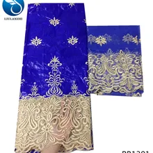 LIULANZHI Королевский синий африканский базин ткань модный стиль базин с вышивкой и кружевом ткань с камнями 7 ярдов Базен riche getzner PB13