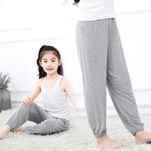 Детские воздухопроницаемые штаны детские штаны-фонарики противомоскитные штаны хлопковые шелковые однотонные штаны для родителей и детей тонкие свободные штаны