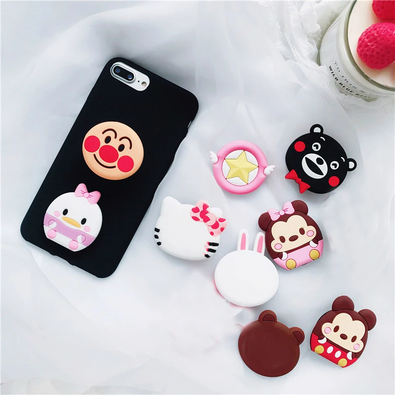 

Universal Phone Stand bracket Expanding Stand stretch grip phone Holder socket Finger Cute Cartoon Stand for iphone 66S 7 8 X XS