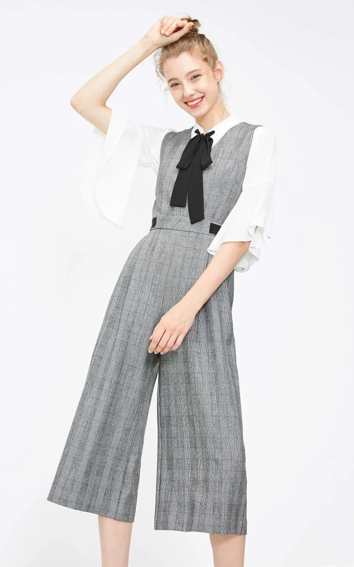 Vero Moda женский клетчатый комбинезон капри на шнуровке | 31919X503