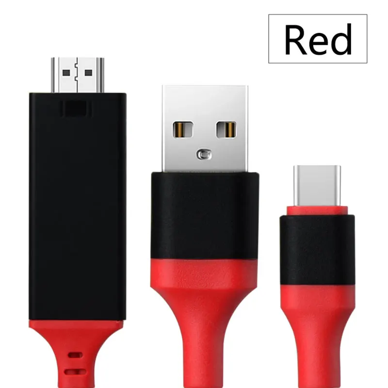 AHHROOU USB C к HDMI 4K кабель адаптер Тип C HDMI Thunderbolt 3 для huawei mate 20 macBook pro pro galaxy S9 HDMI USB-C - Цвет: Red