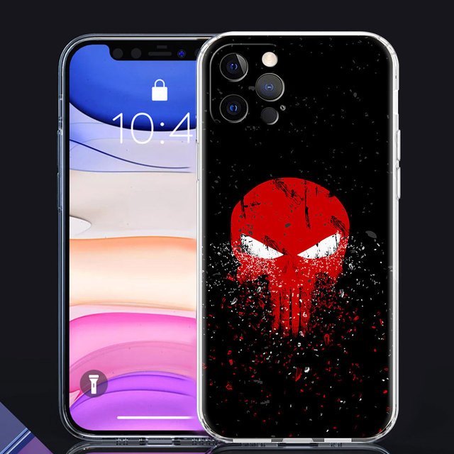 Phone Case For iPhone 11 13 12 Pro Max Casing 7 8 XR XS X 6 6S Plus SE Shell Soft Transparent Cover Marvel The Punisher
