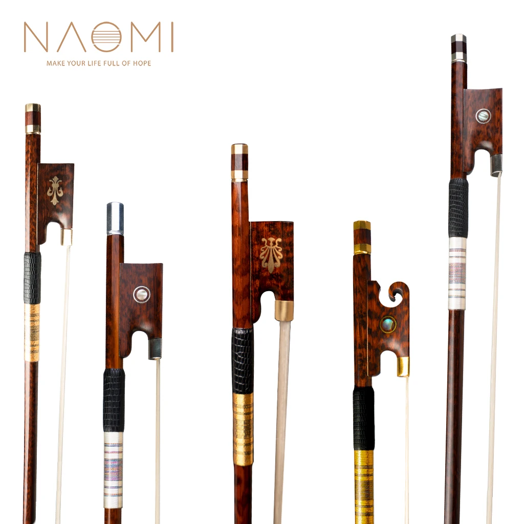 NAOMI Master Улучшенный отборный Snakewood скрипки Лук 4/4 Скрипка круглая палка с Лягушка