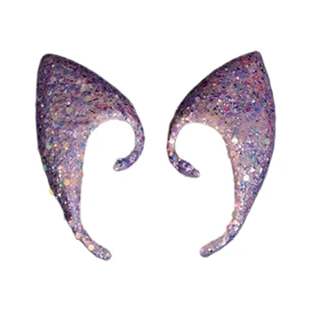 

1 Pair Shiny Sequins Angel Elf Ears Silicone Fake Ear Props Halloween Party Fairy Cosplay Accessories Decoration