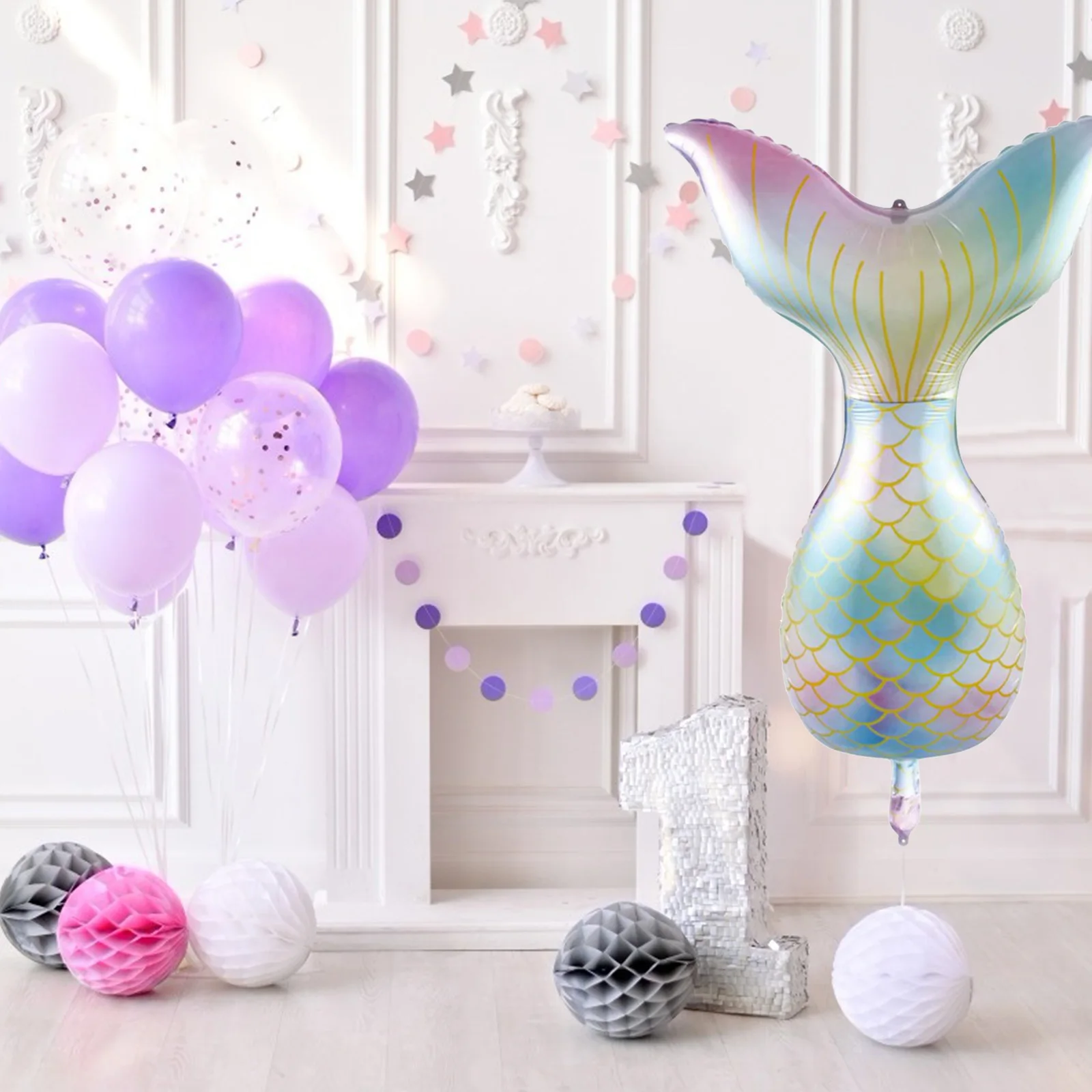 

1pcs Gradient Mermaid Tail Foil Balloons Green Fish lower body Balloons Happy Birthday Party Wedding Decoration Kids baby Gift