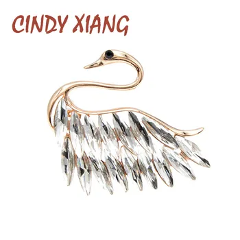 

CINDY XIANG Rhinestone Swan Brooch Elegant Wedding Brooch Pin Animal Fashion Jewelry White Color Accessories High Quality New