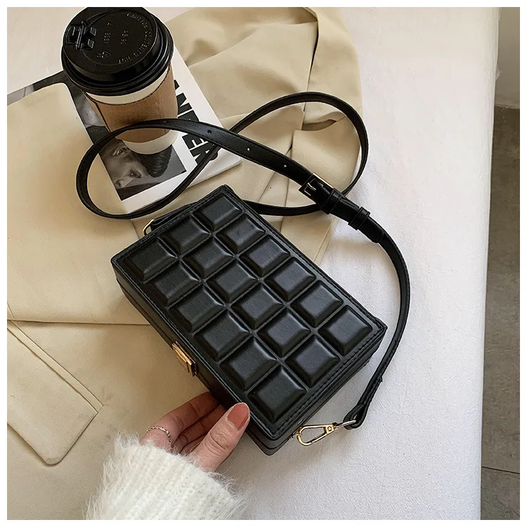 Black and Brown Box Design Party Clutch Chocolate Style Leather Purses and Handbags for Women Designer Bag Casual Shoulder Bag