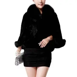 Женское модное меховое пальто с имитацией кроличьего меха воротник из искусственного лисьего меха искусственное меховое пальто из норки