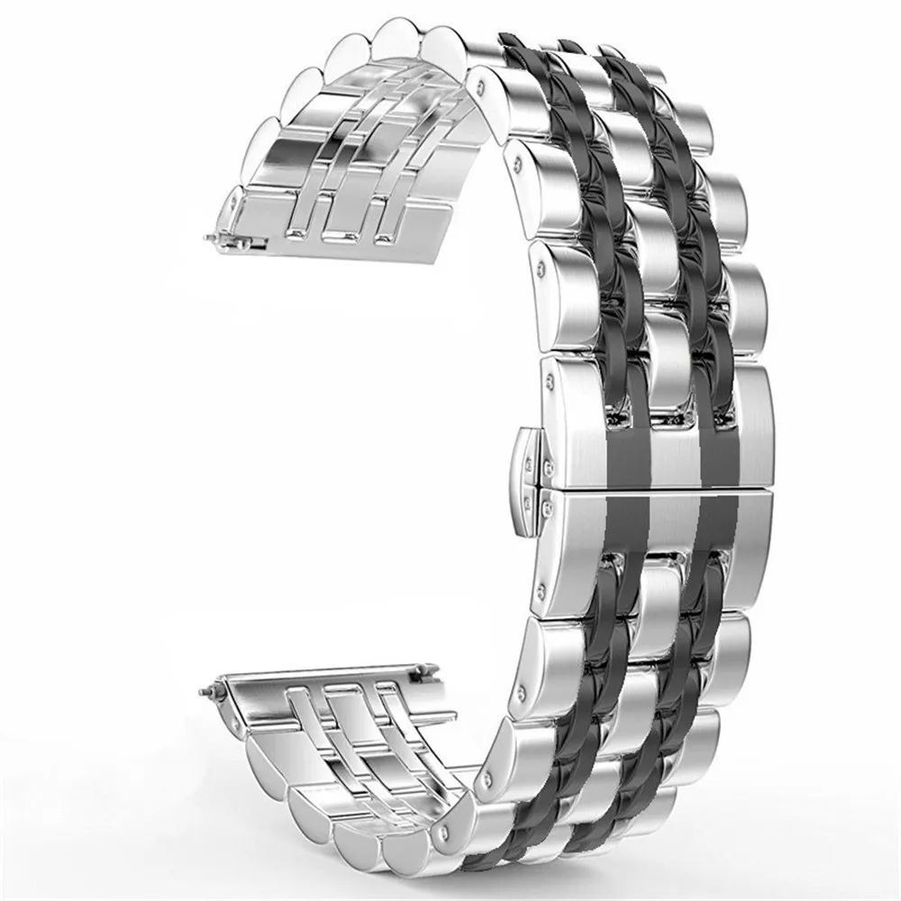 Для samsung galaxy watch 46 мм ремешок/gear S3 Frontier 22 мм 20 мм ремешок из нержавеющей стали для galaxy watch active 2 40 мм 44 мм - Цвет ремешка: silver black