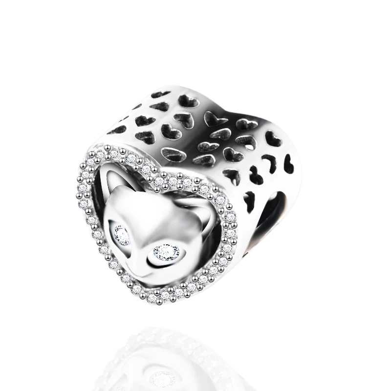 

StrollGirl 925 sterling silver Cute Animal Beads leopard heart Charms with CZ Fit Pandora Bracelet for Women Fine Jewelry Gift