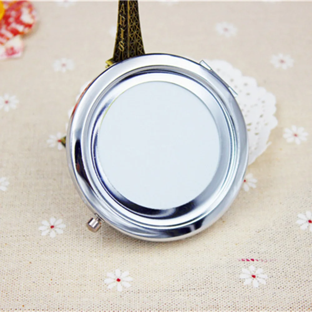 1Pc Portable Makeup Mirror Solid Color Metal Round Case Double-Side Pop-Up Pocket Mirror Beauty Accessories Rose Gold