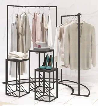 

Clothing store display rack Nakajima display cabinet women's clothing store middle horizontal bar simple high and low window sil