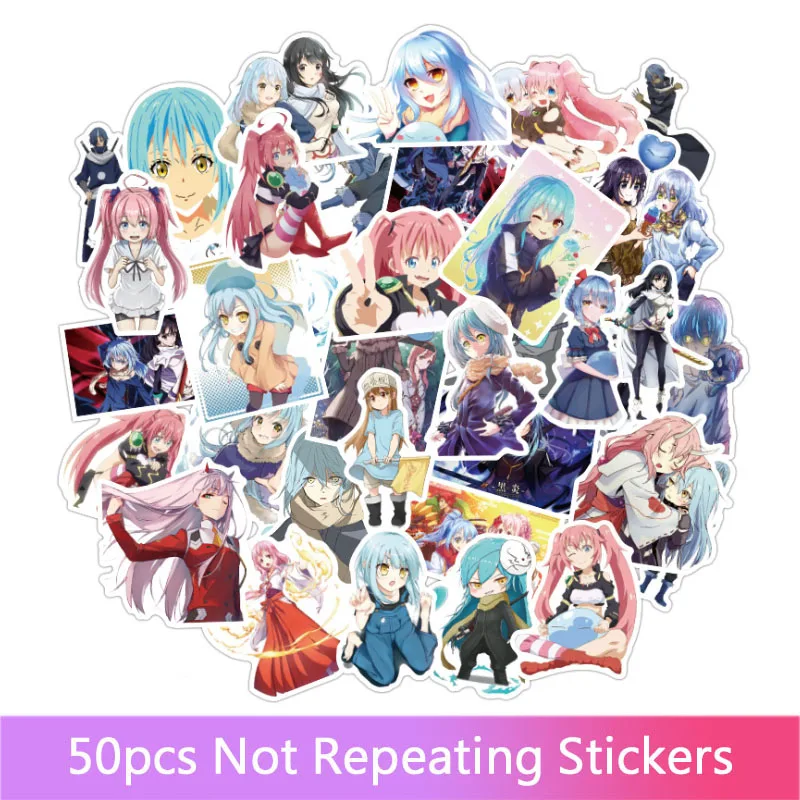 

50Pcs/Set That Time I Got Reincarnated as a Slime Refrigerator Notebook Scooter Schoolbag Sticker Decal Toys Gifts