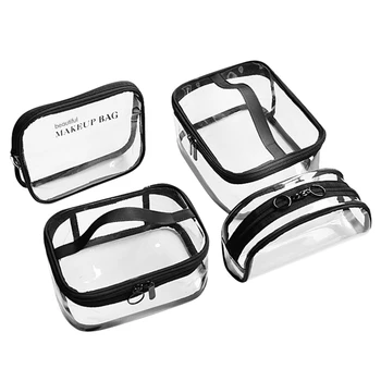 

4Pcs Waterproof Transparent Pvc Bath Cosmetic Bag Women Make Up Case Travel Zipper Makeup Beauty Wash Organizer Toiletry Storage
