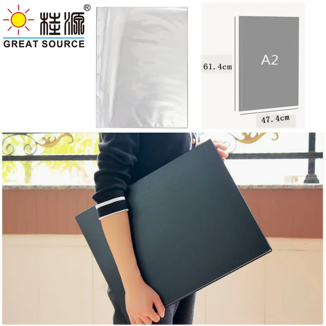 A2 Drawing Presentation Book 20 Transparent Pockets 4K Display Book Fancy  Candy Color573*425mm(22.56*16.73) (1PC)